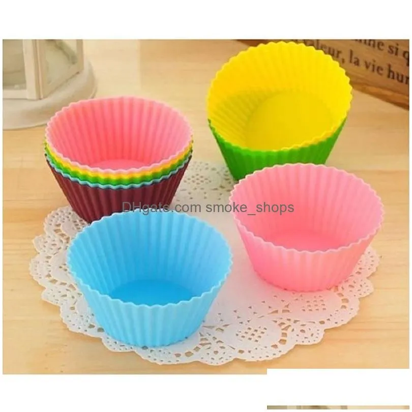 bakeware maker mold 6 color silicone muffin cake cupcake mould case tray baking cup jumbo mould dh0158