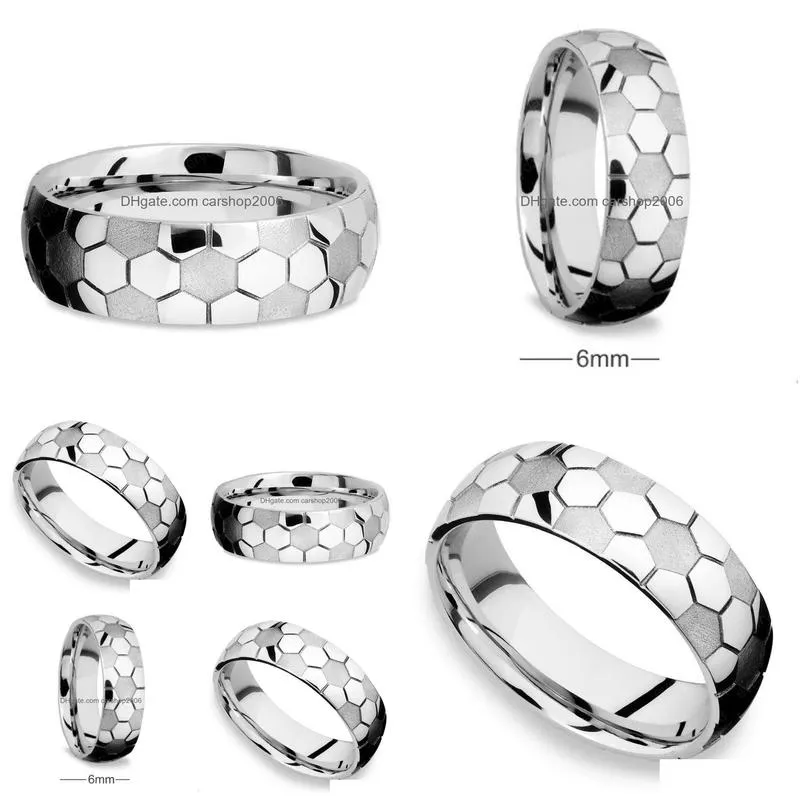 stainless steel ring sport football pattern band rings for wome men fashion jewelry