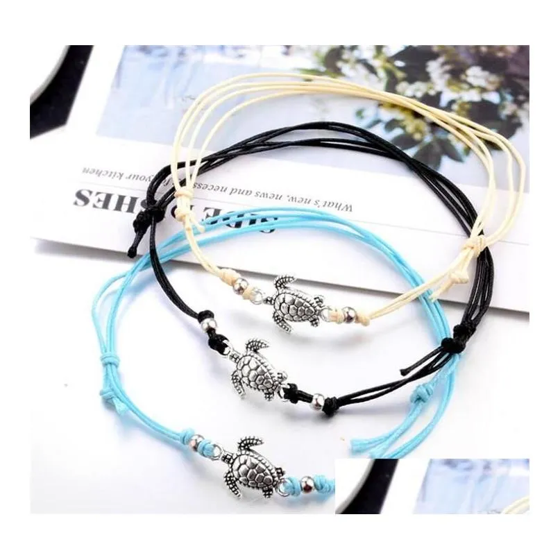 summer beach turtle shaped charm rope string anklets for women ankle bracelet woman sandals on the leg chain foot jewelry