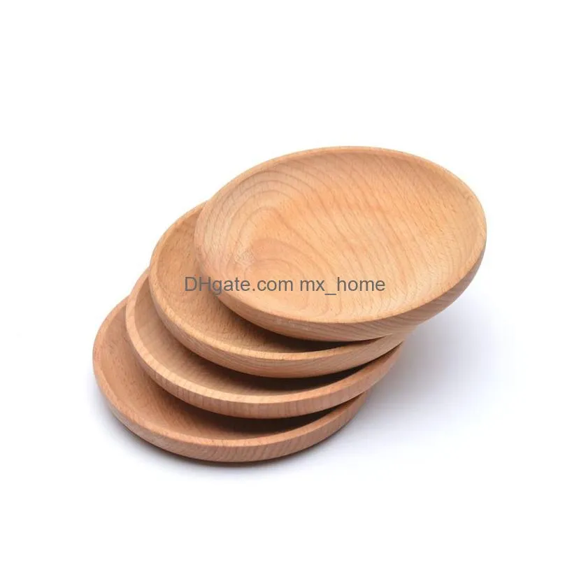 round wooden plate dish dessert biscuits plate dish fruits platter dish tea server tray wood cup holder bowl pad tableware mat vt1578