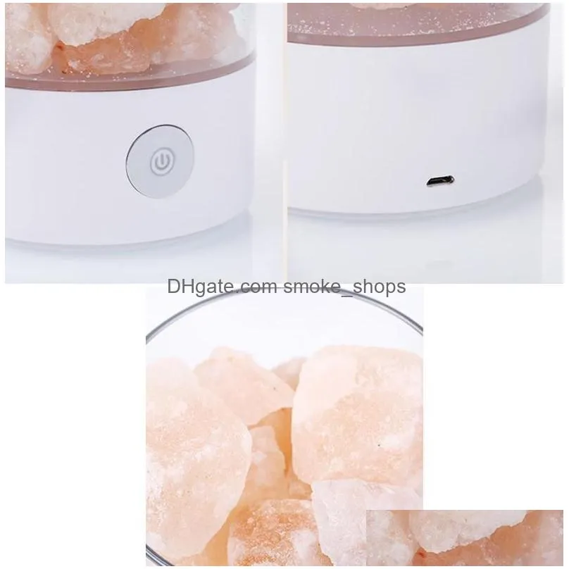 home decor led crystal salt light air purifier colorful lamp sleeping smart charge usb bedroom bedside lamps warm lava lights gift