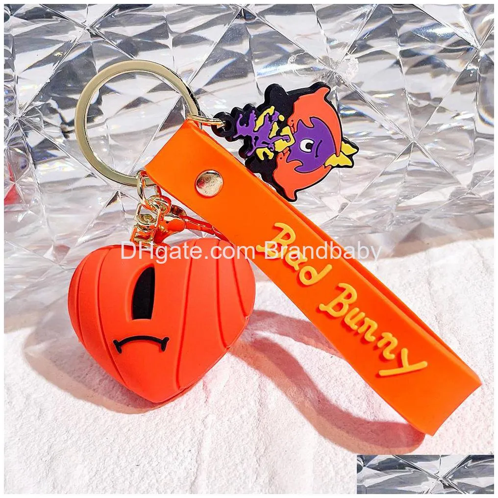 cute animation bad bunny jewelry keychain different design pvc key ring accessories