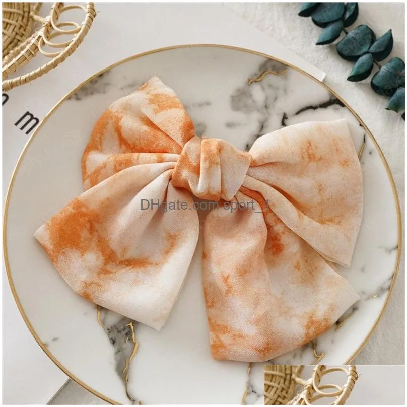 tie dye chiffon satin big bowknot barrette hair clips girls lovely hairpins for women hair accessories