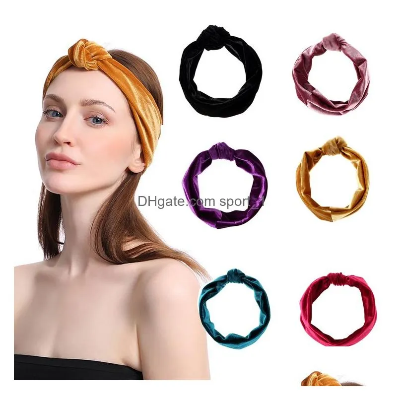 women solid color cross headband sports yoga handmade elastic wide hair band female wash face hairband fashion retro headband vf1518