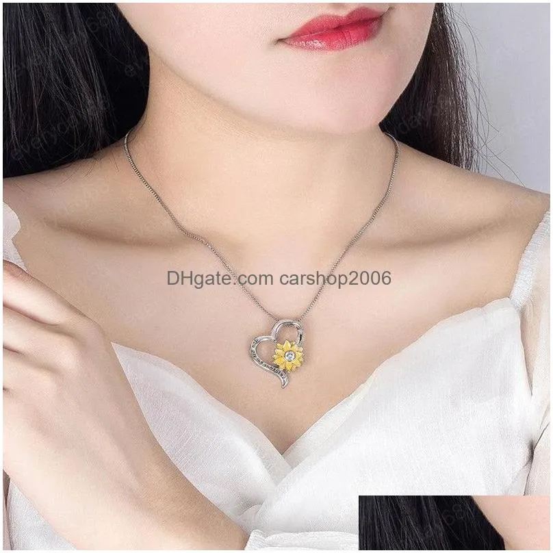 love heart sunflower you are my sunshine necklace women children necklaces fashion jewelry