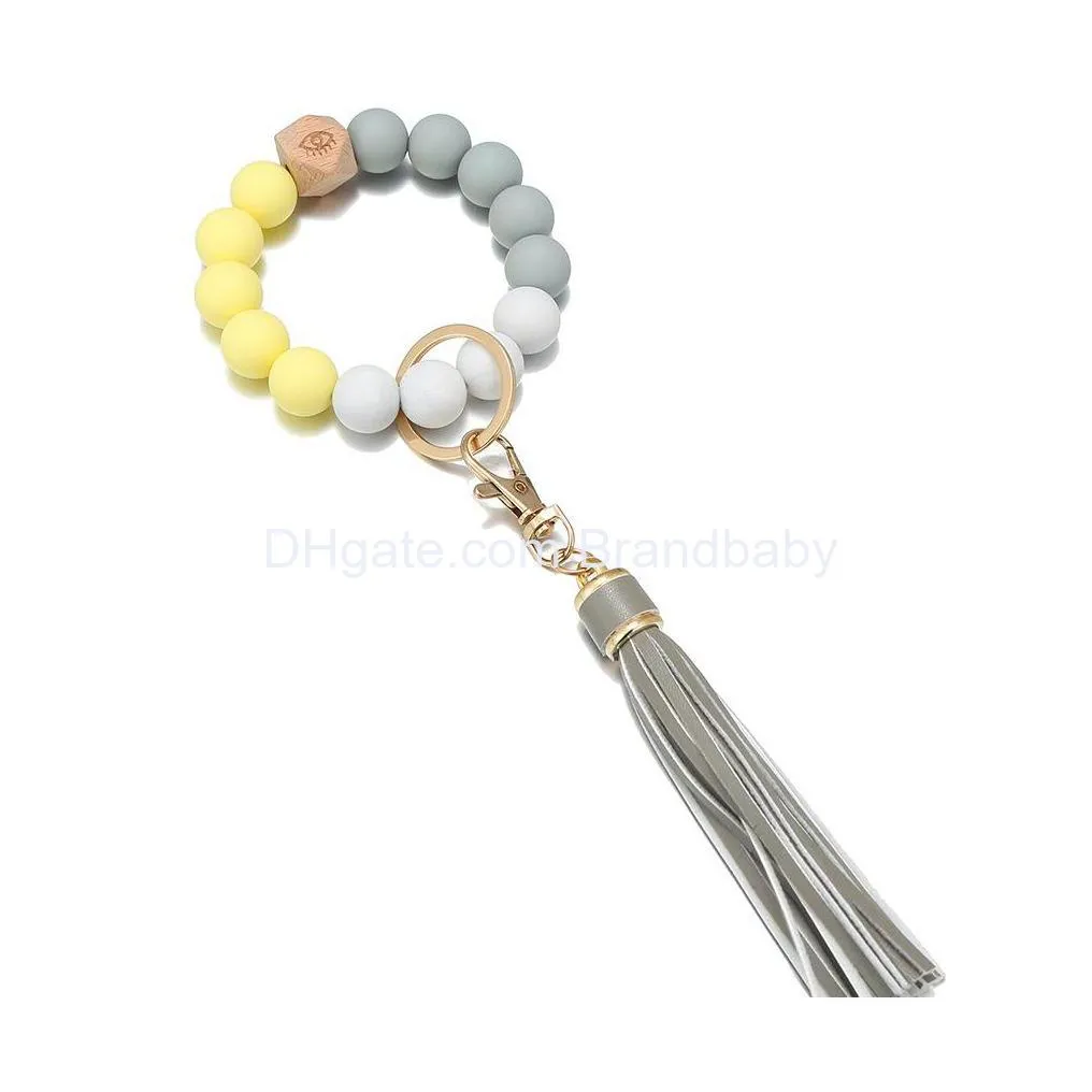 lady mother silicon beads and unique wooden bead design bracelet jewelry with tassel good quality bracelets charm birthday gifts 12