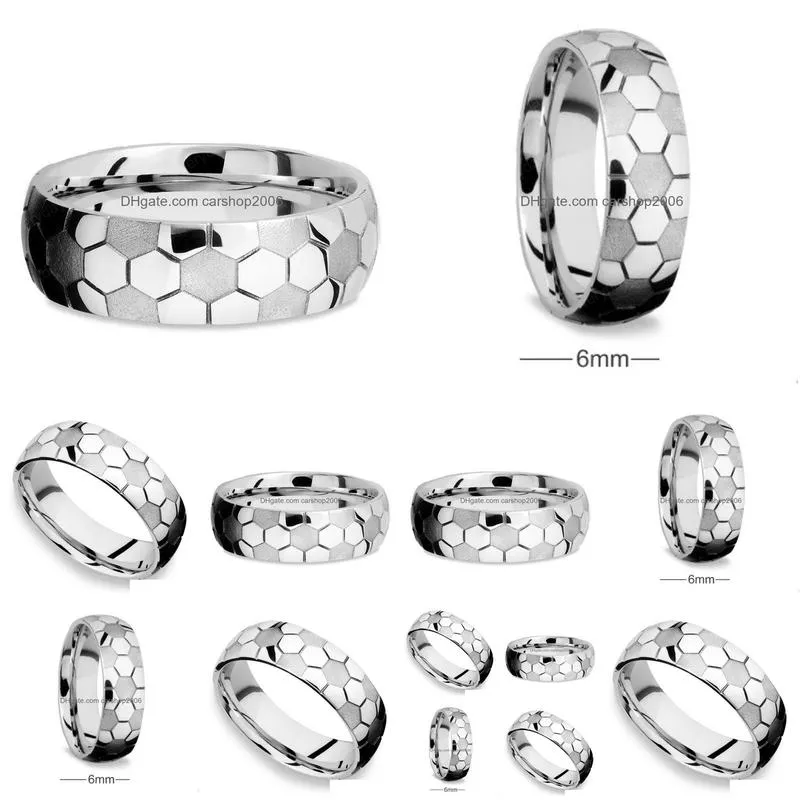 stainless steel ring sport football pattern band rings for wome men fashion jewelry