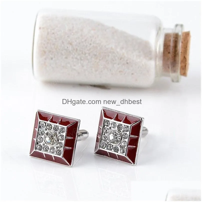 new style cufflinks enamel diamond wedding business suit sleeve button cuff links for men fashion jewelry