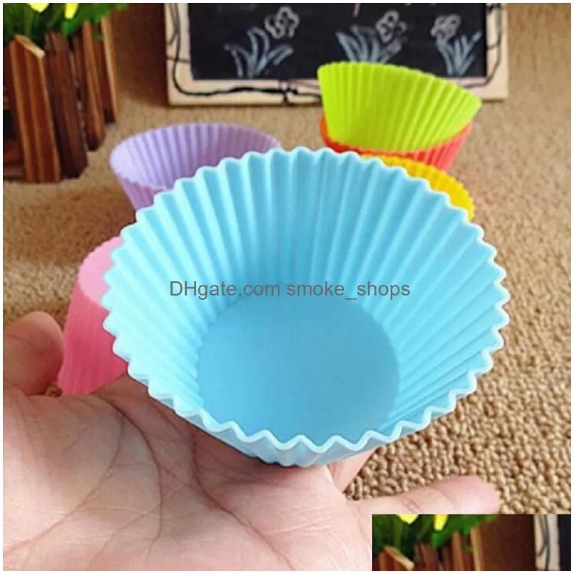 bakeware maker mold 6 color silicone muffin cake cupcake mould case tray baking cup jumbo mould dh0158