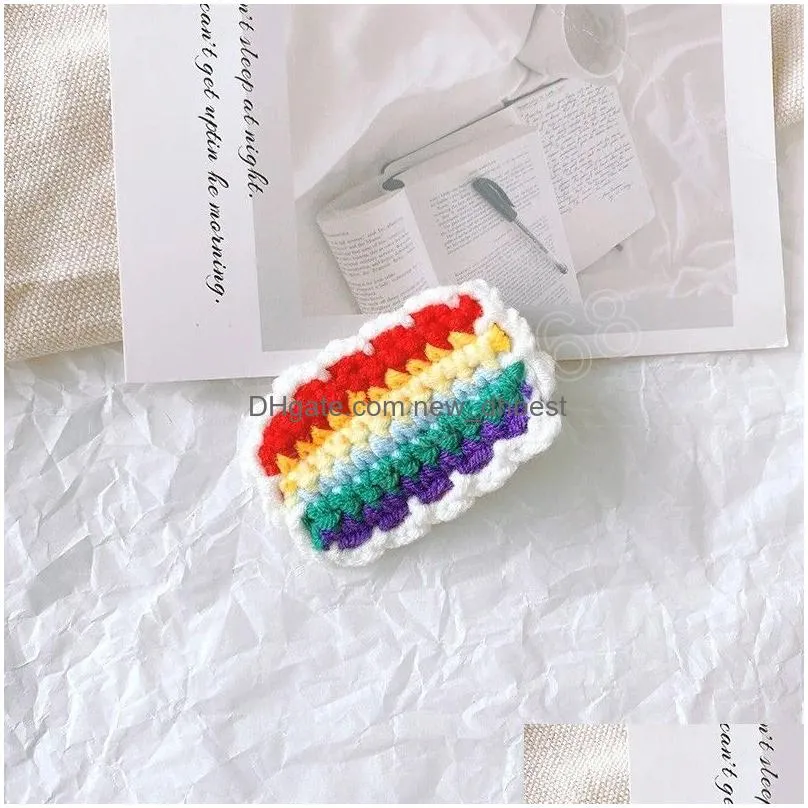 2pcs rainbow women elastic hair rubber girls knit hairbands hair accessories ponytail hair gum/tie/holder