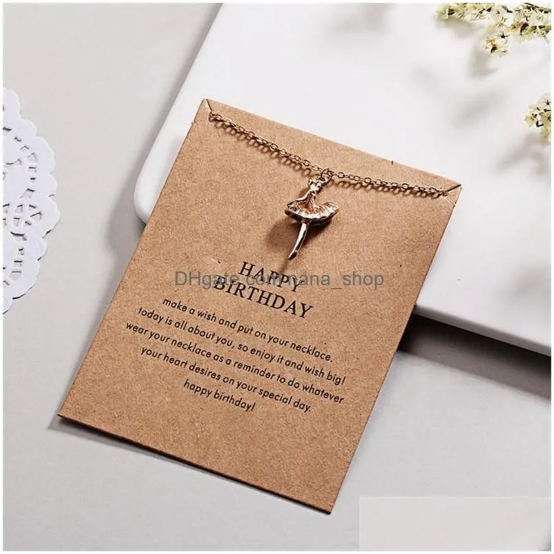 happy birthday ballerina pendant necklace dance girl clavicle chain necklace for women girl jewelry accessories gifts