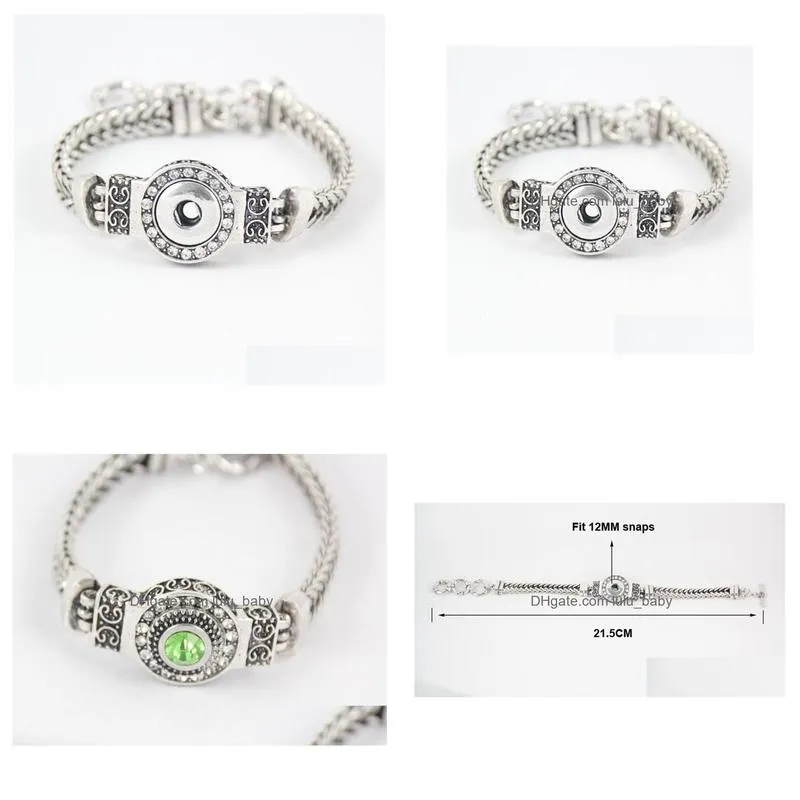 diy noosa chunks crystal bracelets silver plated interchangeable 12mm snap buttons stainless steel jewelry women fashion bracelet