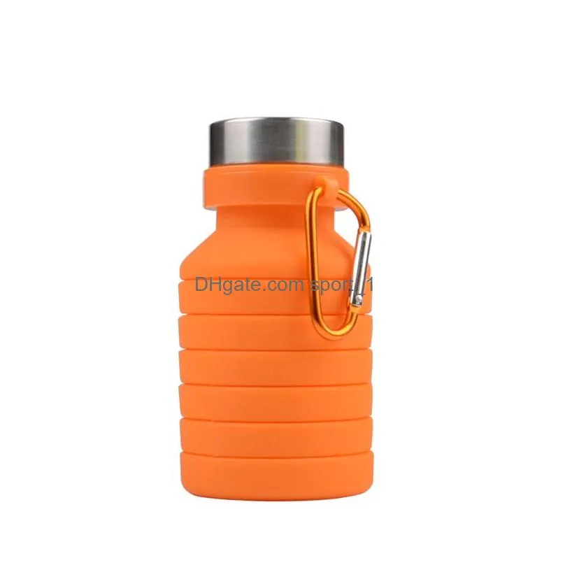 portable silicone water bottle retractable folding coffee bottle outdoor travel drinking collapsible sport drink kettle vt0037