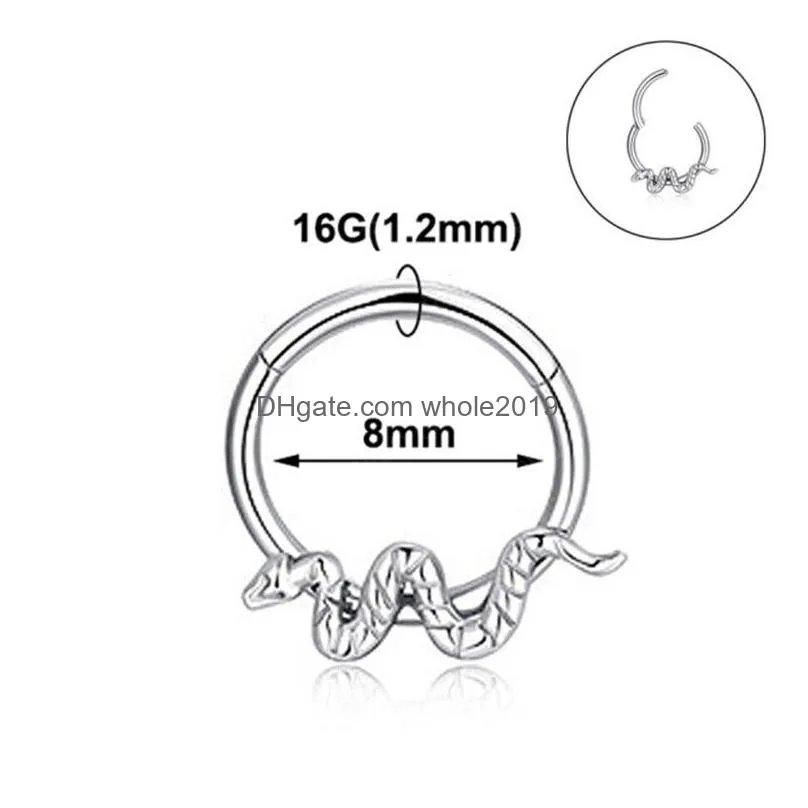 hinged segment nose ring piercing surgical steel hoop septum clicker ear cartilage earrings tragus lip piercing jewelry