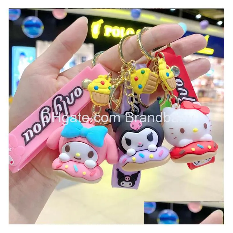 cartoon kuromi with  silicon pendant jewelry key chain backpack ornament car key ring gifts