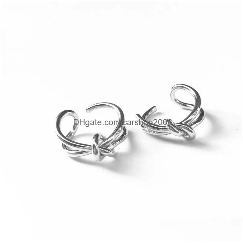 silver fashion retro double layer rope knot adjustable ring jewelry for women party gift
