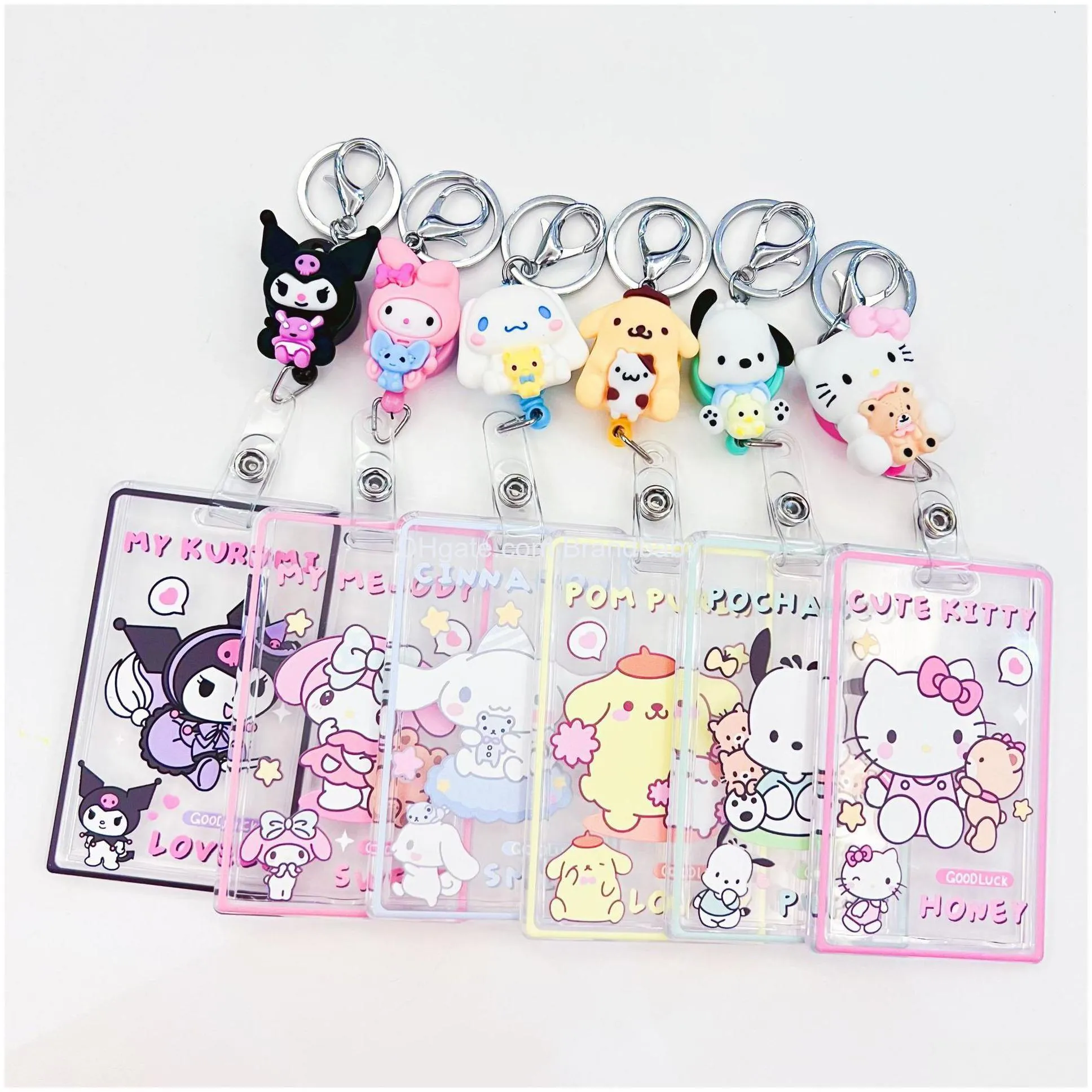 fashion cartoon kawaii styles character jewelry keychains school food card antilost key ring accessories