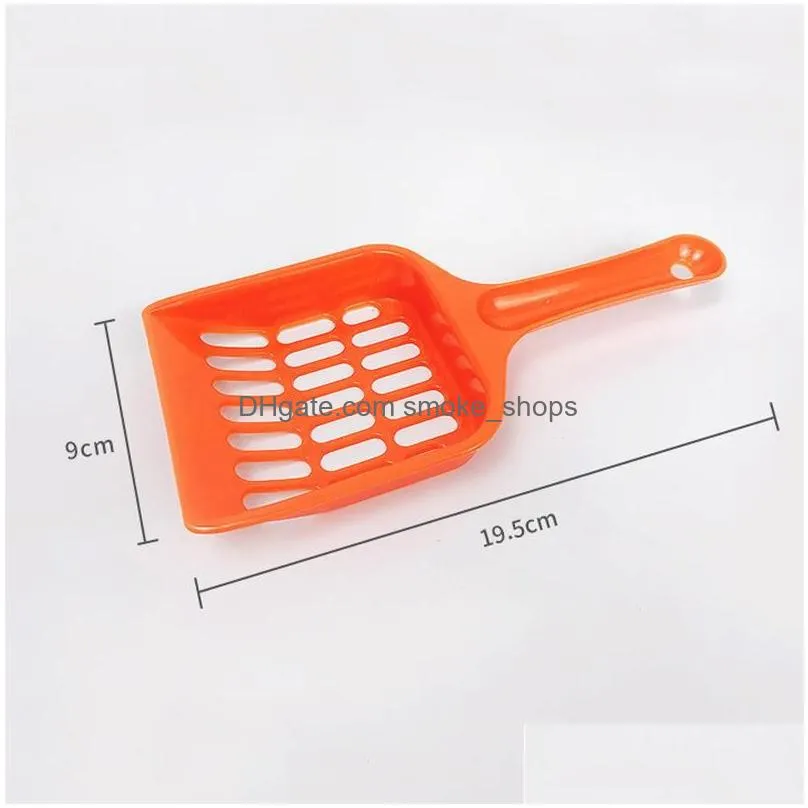 wholesale pet litter shovel plastic pet fecal cleaning spade with handle durable thicken cat litter scoop pets supplies 4 colors