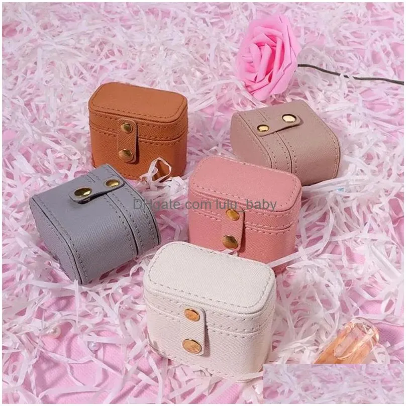 mini pu leather jewelry box portable earrings ring necklace pendant storage cases valentines day gift packing