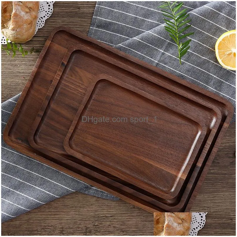 kitchen black walnut round dishes rectangle beech wood food bread snack plates fruit cake pizza tea trays el serving trays vt1616