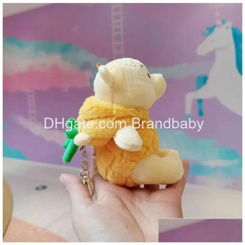 yellow little bear with pineapple clothes plush keychains jewelry schoolbag backpack ornament kids gifts about 15cm