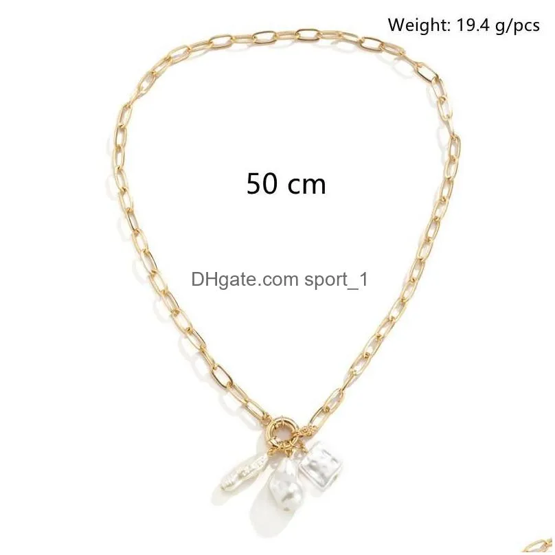 european detachable imitation pearl pendant necklaces women circle tassel cross clavicle chains female single hollow out alloy neck jewelry