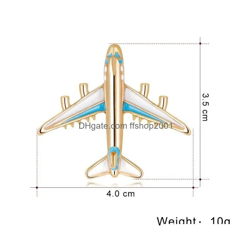 gold airplane brooches fashion plane corsage scarf buckle dress business suit brooch women men fashion jewelry