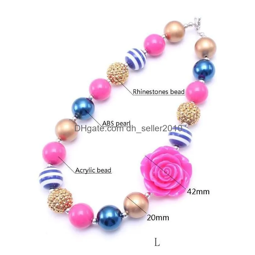 pretty flower kid chunky necklace goldaddhot pink color bubblegum bead chunky necklace children jewelry for toddler girl