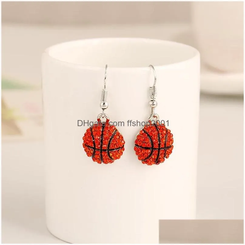 luxury angle chandelier womens ball earrings crystal rhinestone softball baseball basketball volleyball rugby sports dangle earrings for fan fashion