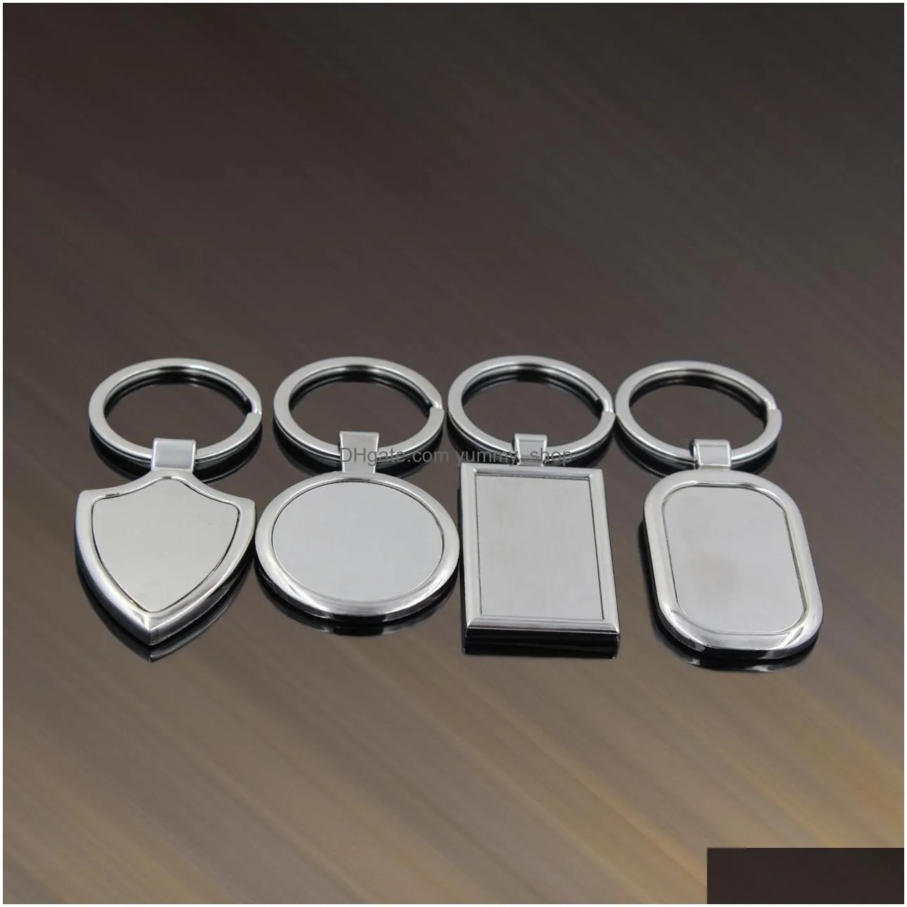 metal blank tag keychain creative car keychain personalized stainless steel key ring business advertising for promotion