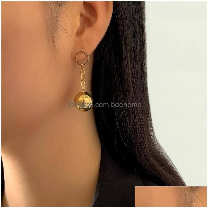 hollow circle chain ball earrings stud women retro copper tassel dangle ear jewelry accessories european business party suit wearing earring