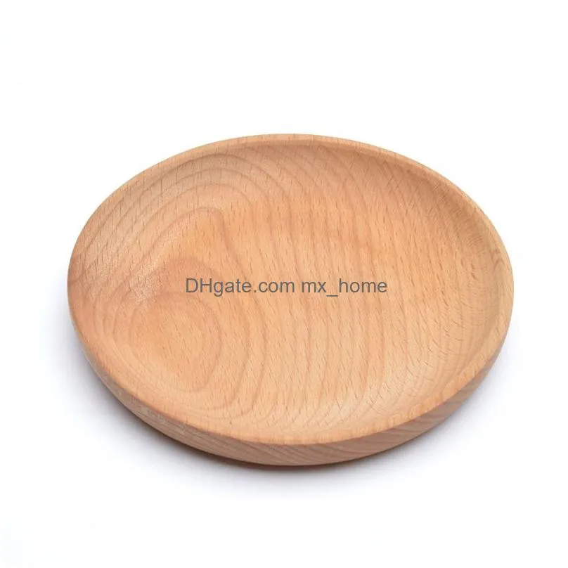 round wooden plate dish dessert biscuits plate dish fruits platter dish tea server tray wood cup holder bowl pad tableware mat vt1578