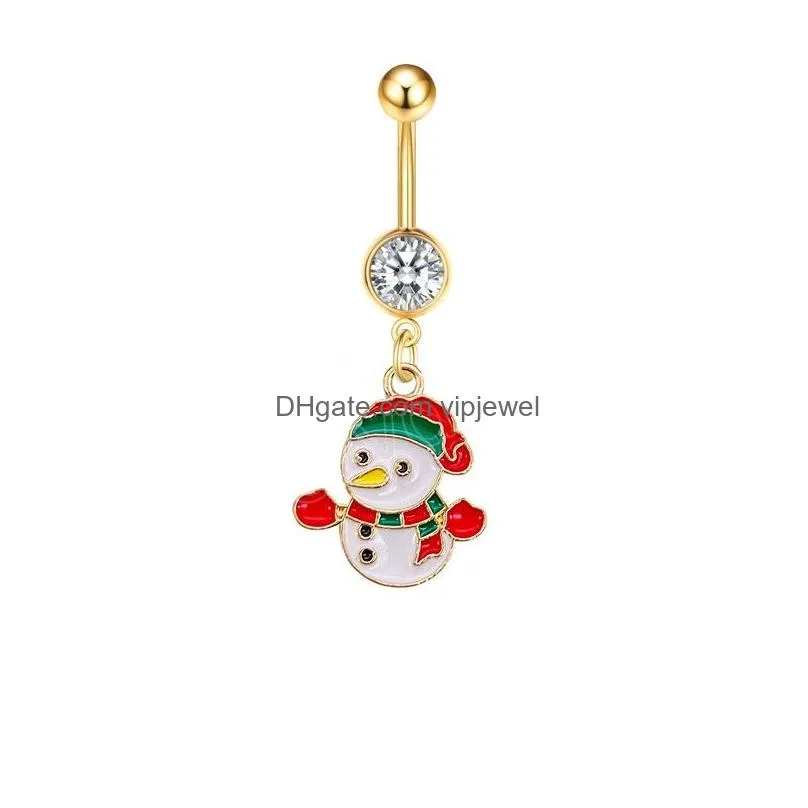 christmas gifts belly button ring santa tree navel rings dangle belly piercing surgical steel bar for woman sexy body jewelry