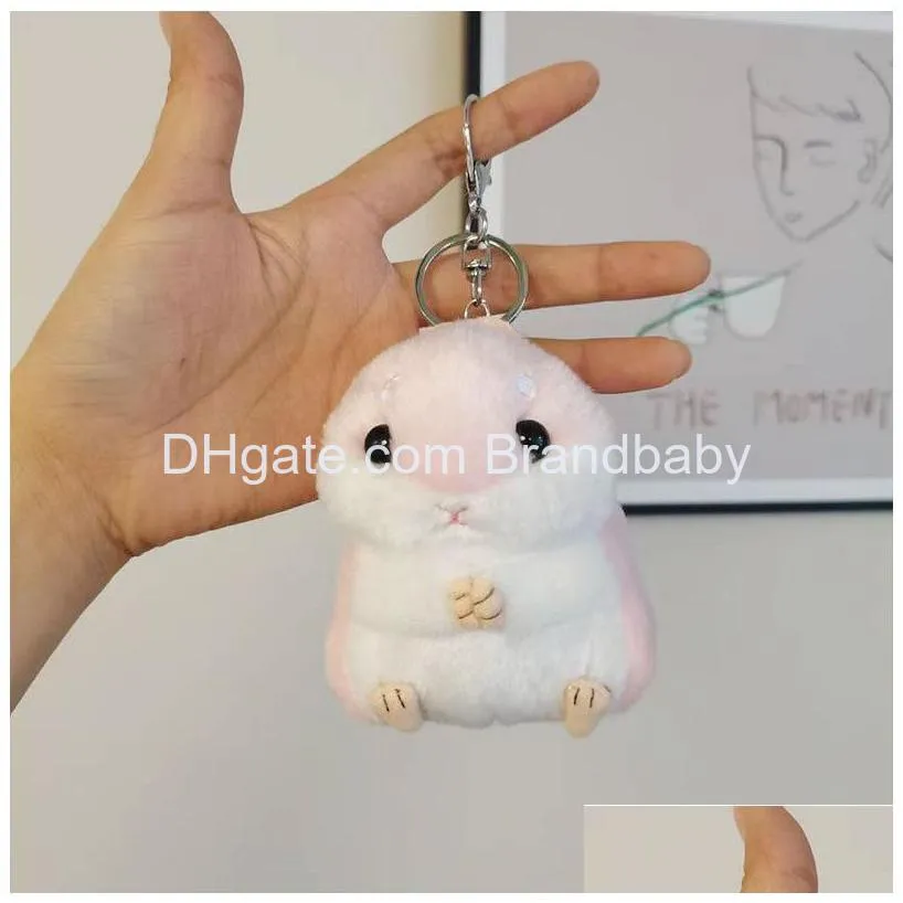 ins kawaii soft hamster plush keychains jewelry schoolbag backpack ornament key ring gifts about 10cm