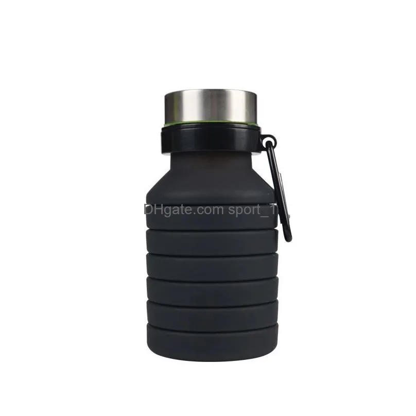 portable silicone water bottle retractable folding coffee bottle outdoor travel drinking collapsible sport drink kettle vt0037