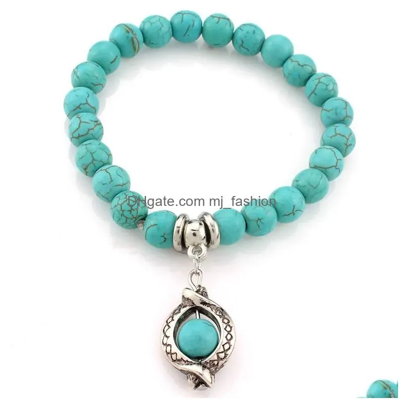 turquoise beaded bracelets strand owl elephant tree of life charm bracelet bangle cuffs for women fashion jewelry will and sandy gift