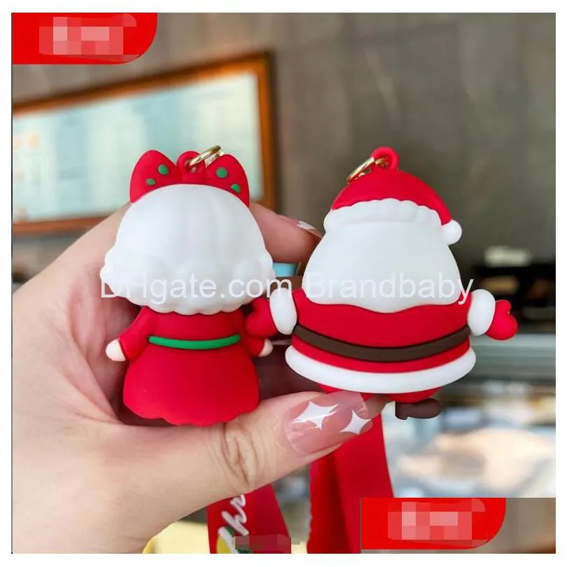 creative christmas santa claus pvc pendant jewelry key chain backpack ornament car key ring gifts about 50g