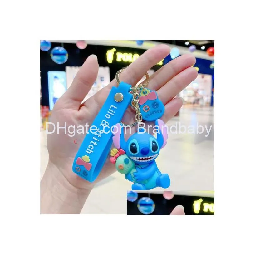 cute animation stitch jewelry keychain different design pvc key ring accessories