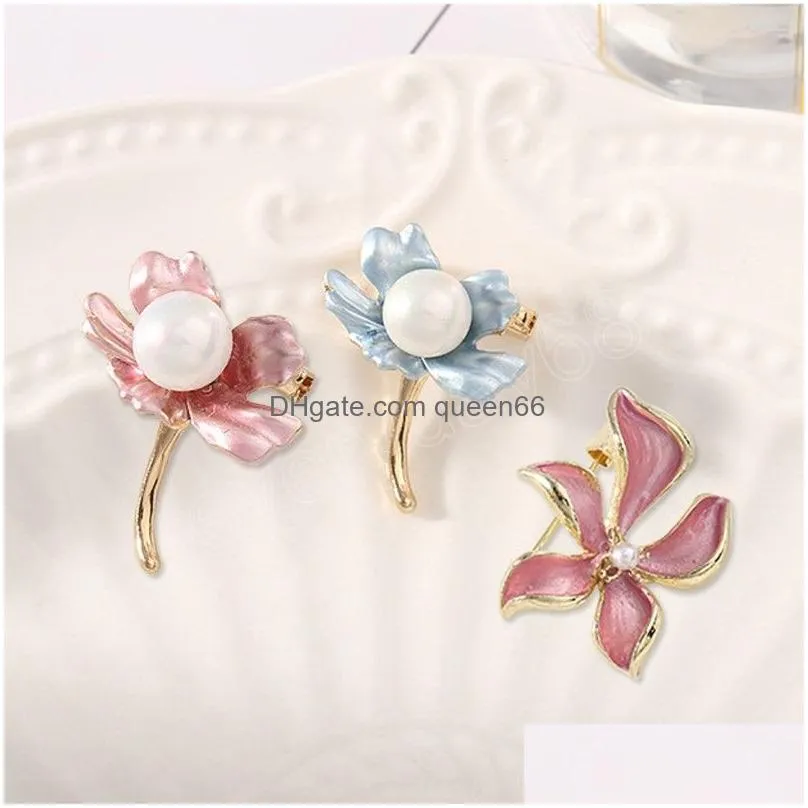 fashion flower exquisite brooches corsage for women vintage plant pearl rhinestone jewelry brooches pins metal lady badges gift
