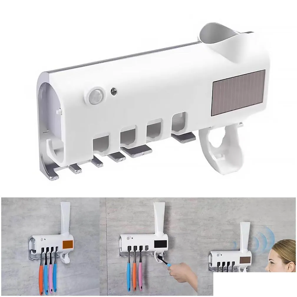 automatic toothpaste squeezer dispenser antibacteria ultraviolet toothbrush holder sterailizer bathroom accessories solar energy