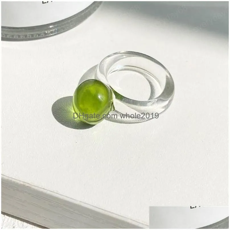 fashion geometric round ball acrylic ring for women girls transparent resin rings cute jewelry wedding gifts