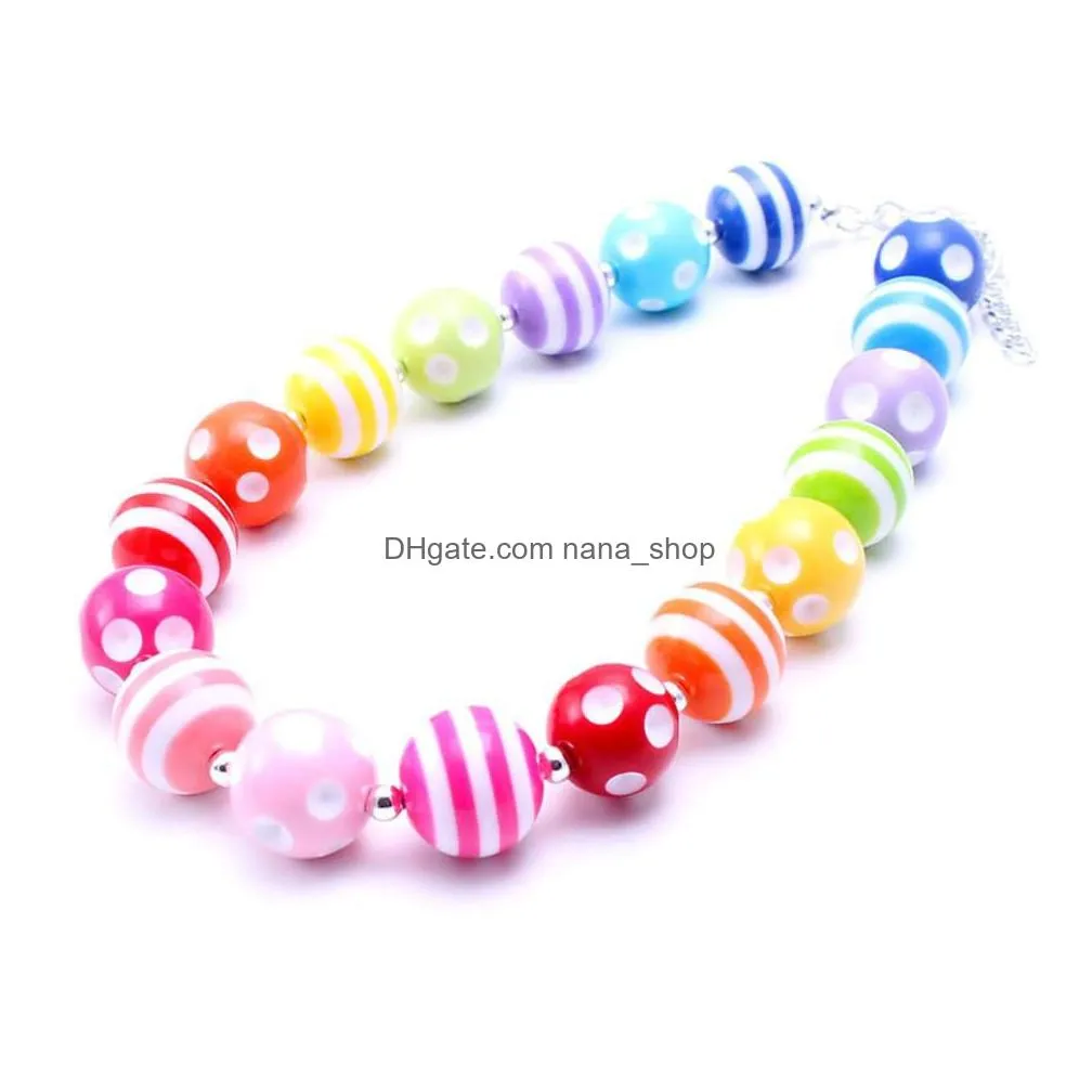 2pcs newest design spring color necklace birthday party gift for toddlers girls beaded bubblegum baby kids chunky necklace jewelry