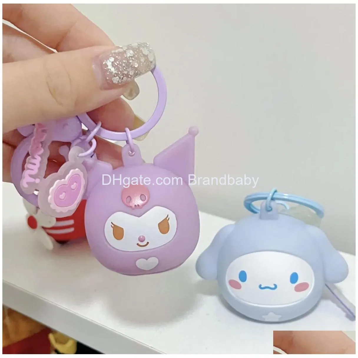 cartoon lighting kuromi cinnamoroll charms jewelry keychain backpack key ring accessories hanger