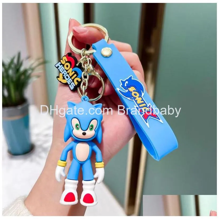 cute cartoon toy sonic jewelry key chain holder car keys ring mobile phone bag hanging accessories