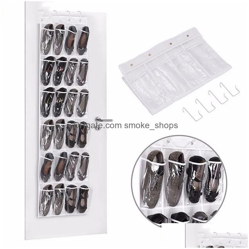 24 pockets shoes storage holders behind door hanging shoes non woven storage bag rack with hooks foldable shoes organizer bags dh0963