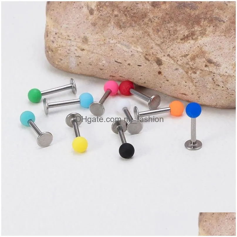 colorful acrylic labret monroe lip ring bar tragus helix ear stud barbell cartilage earring daith piercing body jewelry