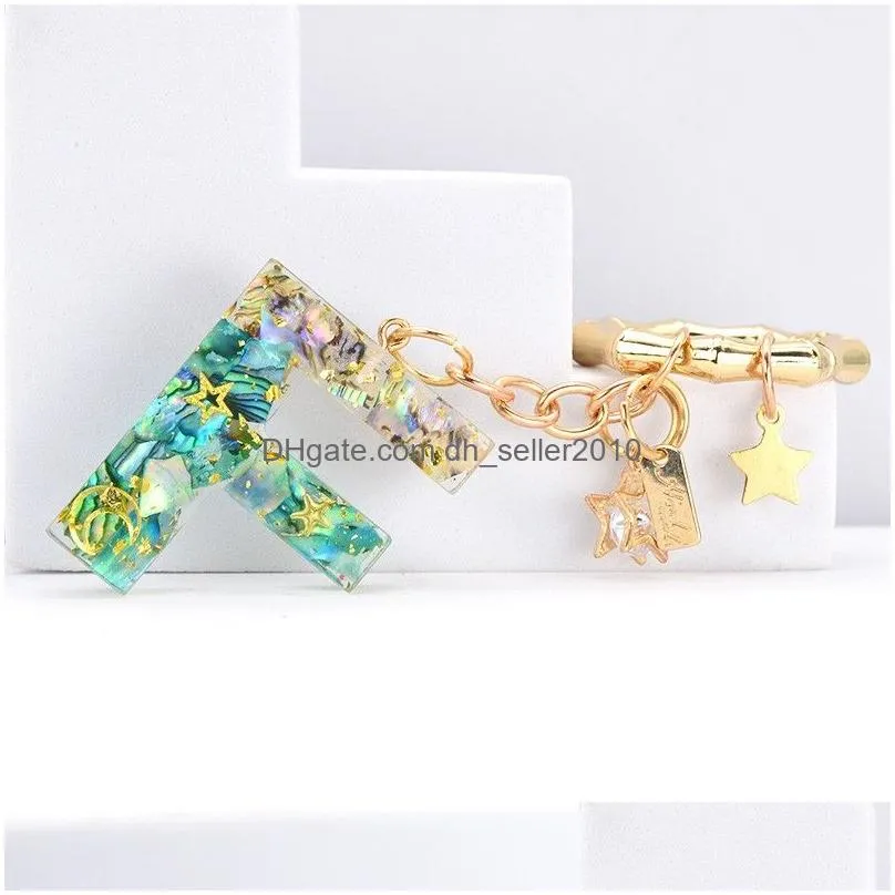 dried flower english letters keychains for women cute star car key rings handbag pendant accessories gift