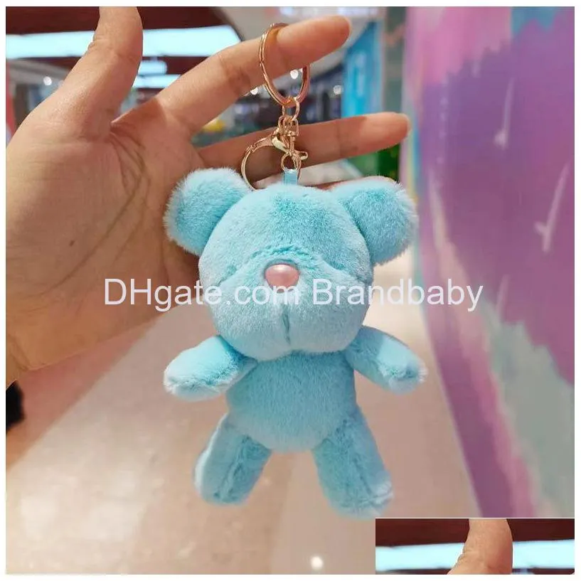 kawaii creative bear plush keychains jewelry schoolbag backpack ornament kids gifts about 12cm