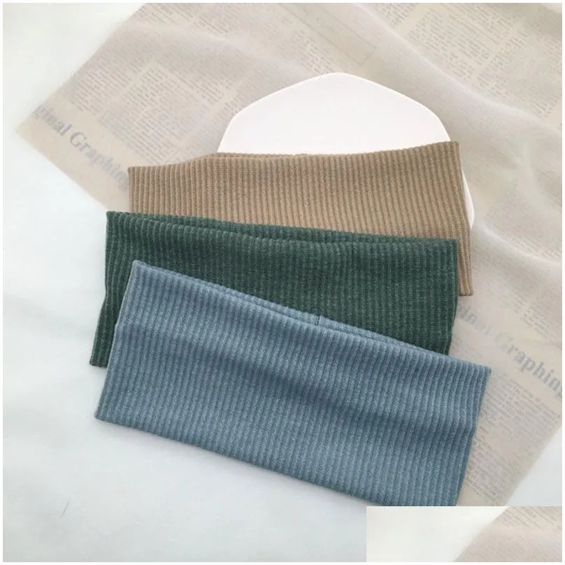 stretch knitted cotton headband women headband sports soft solid color fashion casual hair accessories elastic hair bands