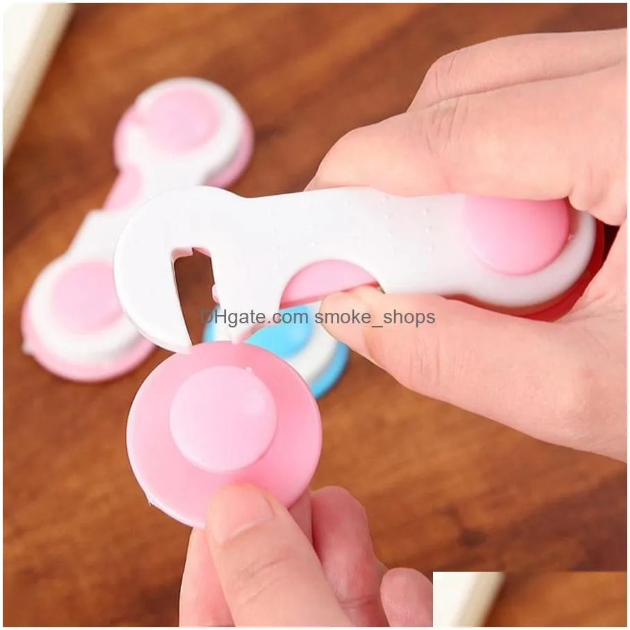 kids safety pink blue refrigerator door loc home use protection children drawer doors locks baby child plastic simple lock dh0918